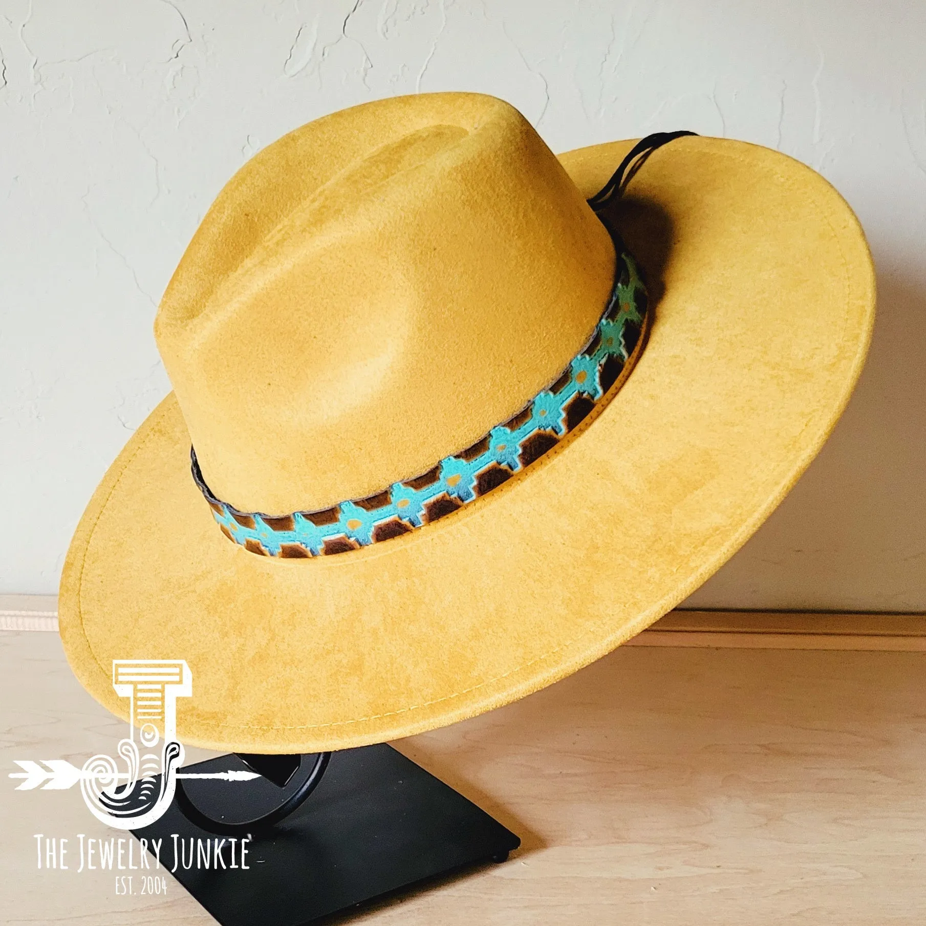 Blue Navajo Western Leather Band w/ Choice of Boho Hat 984x
