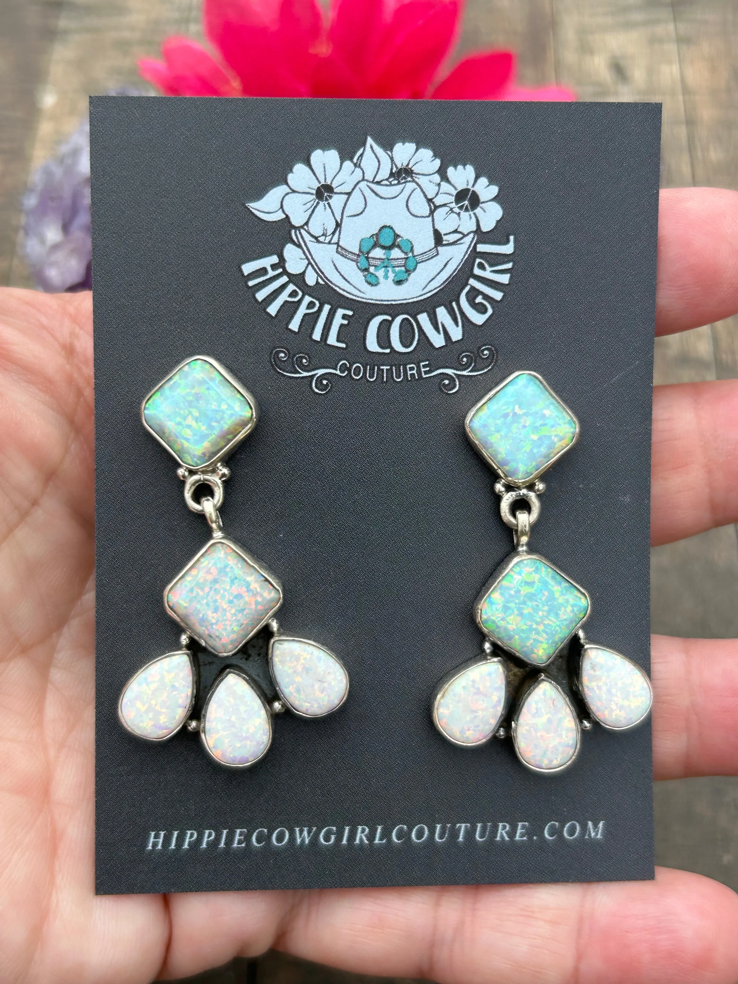 Opal Dangle Earrings- B