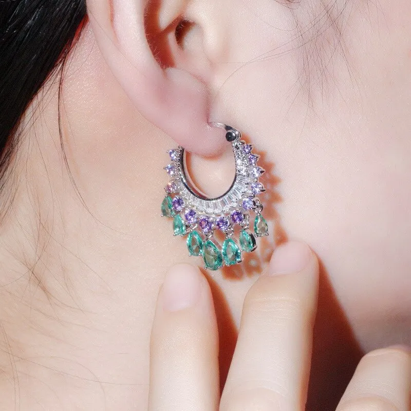 Popular TasselsEarrings for Wedding, Crystals Dangle Earring for Bride, Women Girl Gift SZE0342