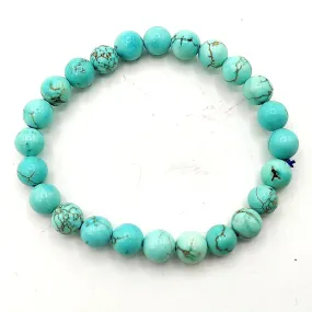 Turquoise / Firoza Bracelet Natural Crystal Healing Bracelet Gemstone Jewellery Beaded Stone Bracelet for Men & Women, Bead Size 6 mm