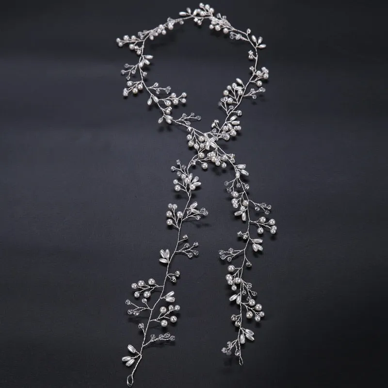 Wedding Headdress Floral Elegant Hair Pearl Hairpin Hair Accessories for Bride Crystal Crown
